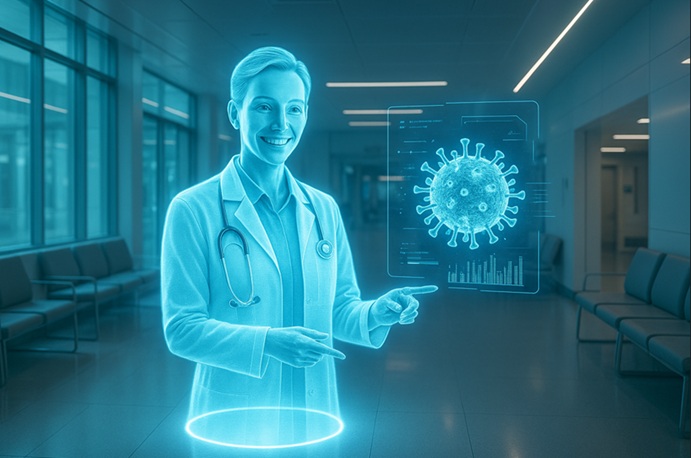 A futuristic avatar of an AI Health Assistant